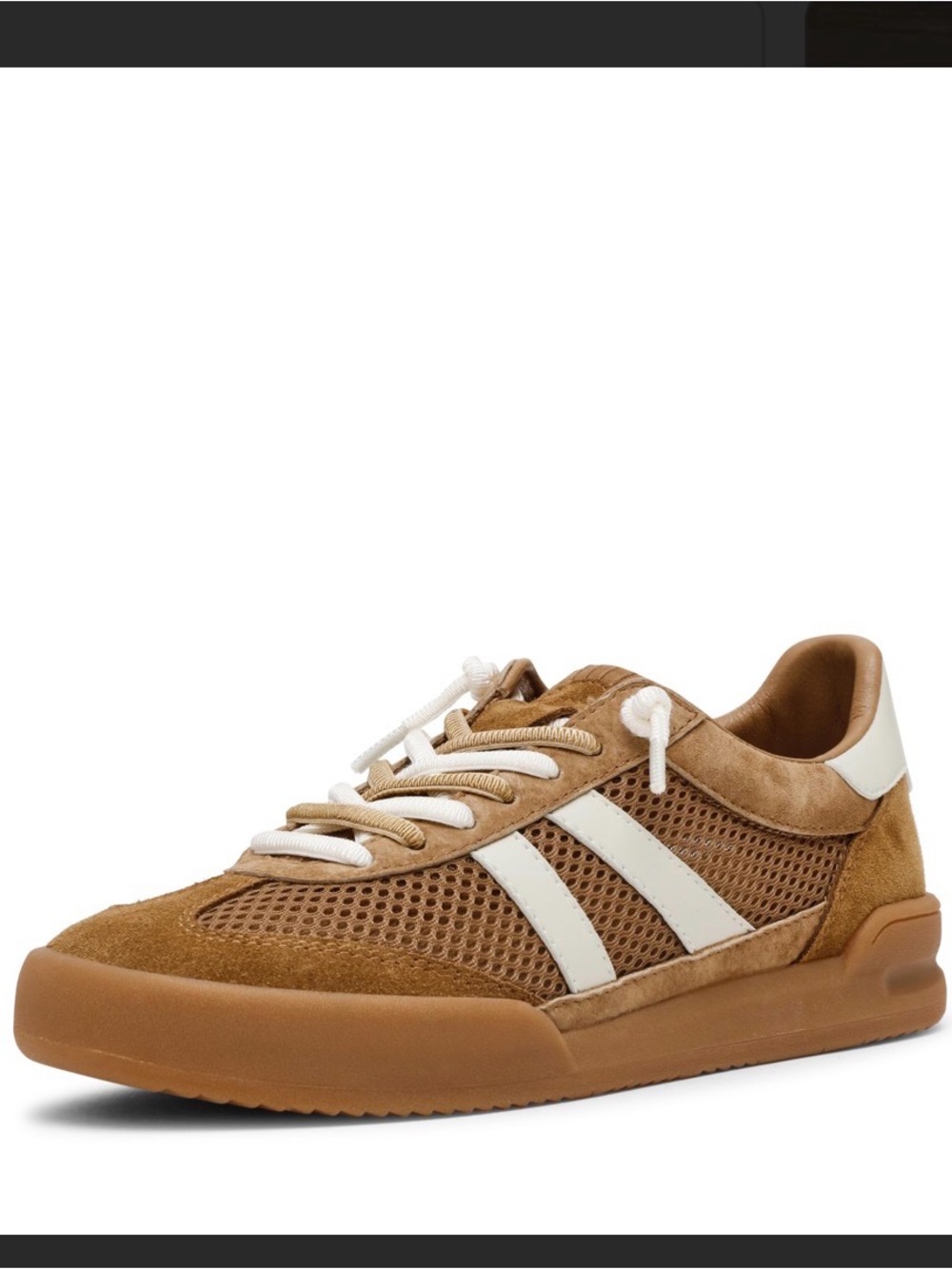Steve Madden Tan Suede & Mesh Sneakers with White Stripes